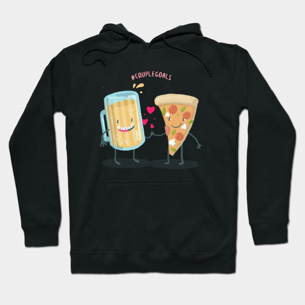 Beer and Pizza - Hashtag Couple Goals Hoodie by i2studio